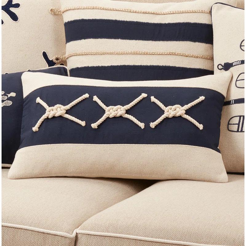 Saro Naviguer Collection Appliqued Cotton Throw Pillow