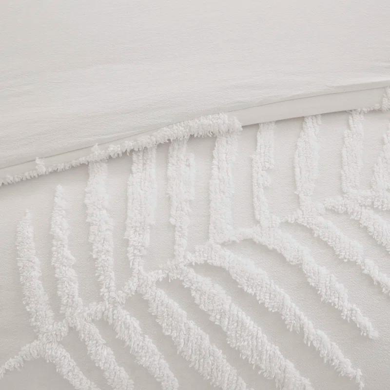 Madison Park Bahari Tufted Cotton Chenille Palm Duvet Cover Set