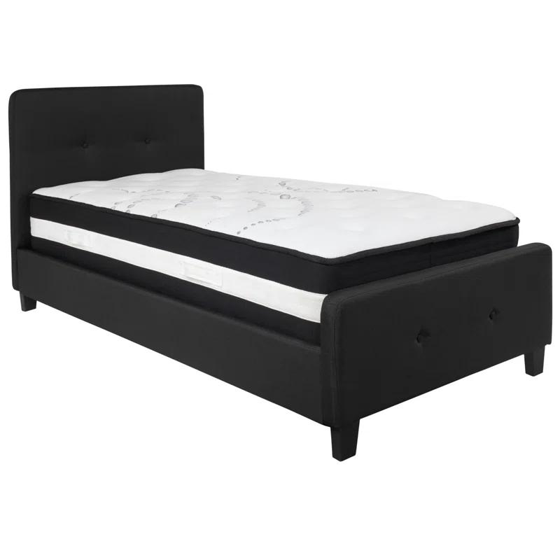 Lark Manor™ Aluino Button Tufted Upholstered Platform Bed with Pocket Spring Mattress