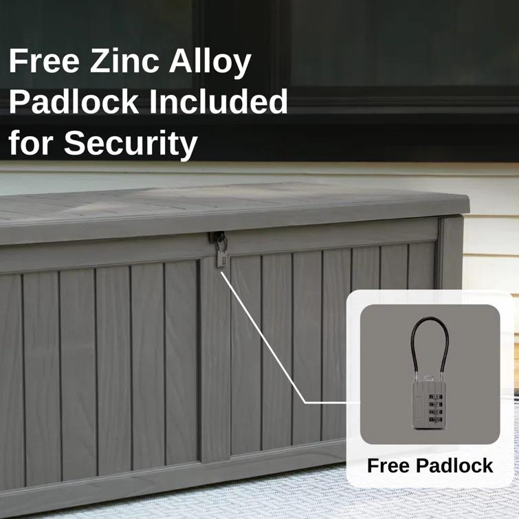 EAST OAK 26.6'' W 120 Gallons Lockable Deck Box in Grey