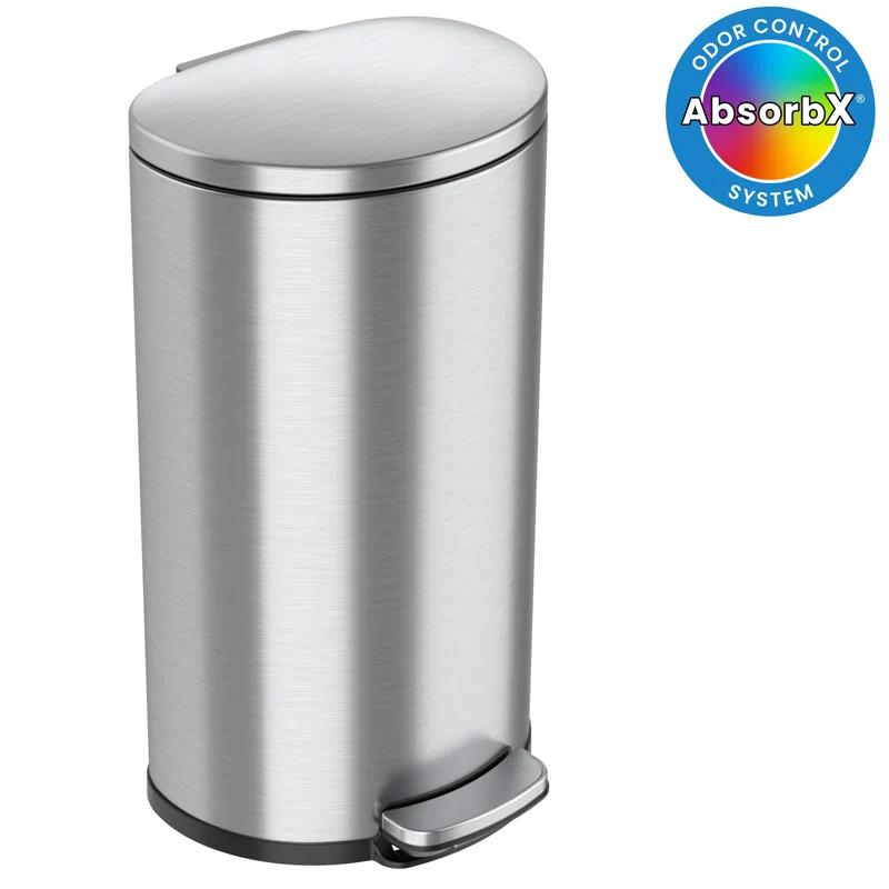 iTouchless Itouchless Softstep 8 Gallon Stainless Steel Step Trash Can With Odor Filter, 30 L Kitchen, Home, Office, Bathroom Pedal Garbage Bin, Removable Bucket