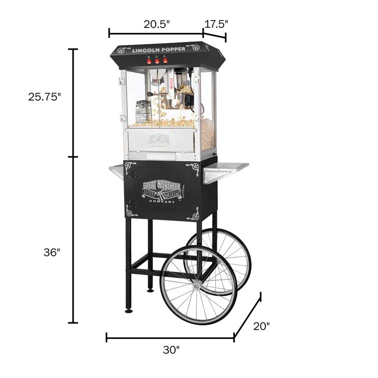 Great Northern Popcorn Lincoln Popcorn Machine with Cart - 8oz Popper with Stainless-Steel Kettle by Great Northern Popcorn