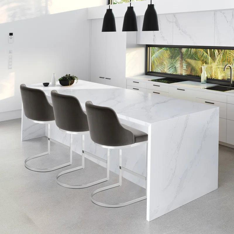 Orren Ellis Upholstered Bar Stool Upholstered Counter Stool with Metal Frame