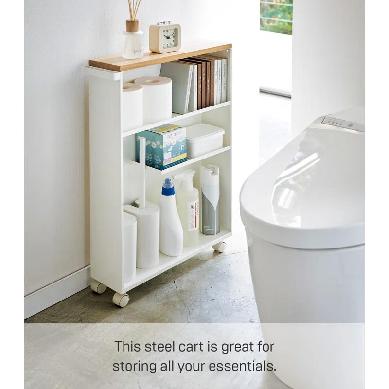 Yamazaki White Rolling Bathroom Cart