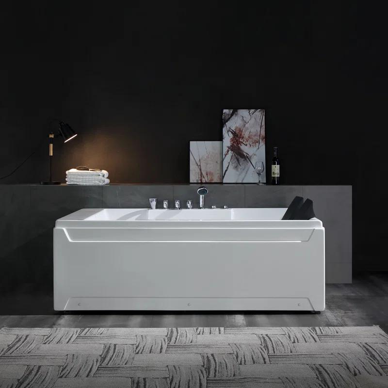 Modern 72'' x 48'' Alcove / Tile In Whirlpool Plastic / Acrylic Bathtub with Faucet