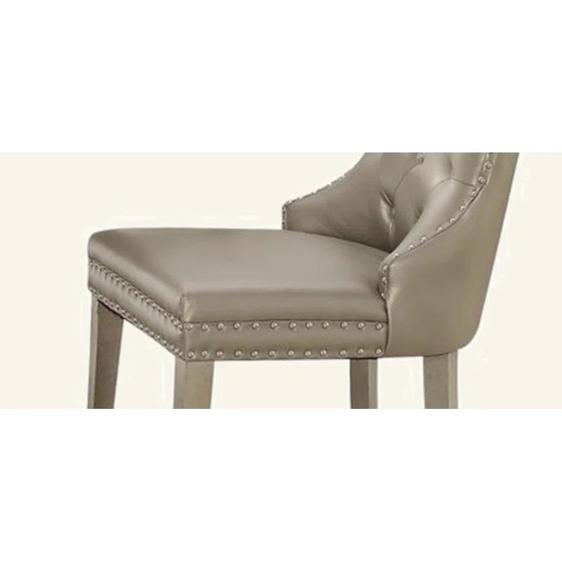 Hokku Designs Kacela Champagne Synthetic Leather & Champagne Finish Side Chair (Set Of 2)