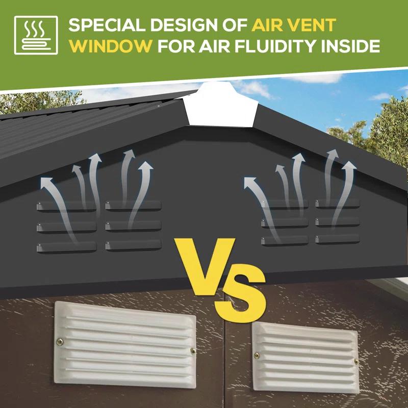 YODOLLA 10 ft. W x 8 ft. D Galvanized Steel Storage Shed