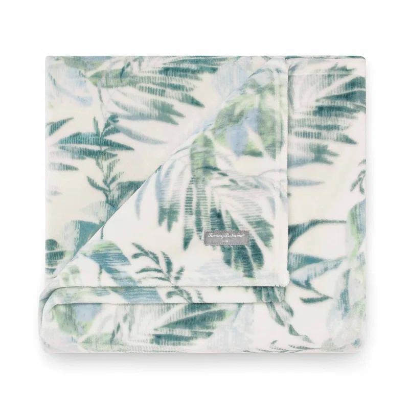 Tommy Bahama Home Wallpaper Leaves Plain Weave / Muslin Throw Blanket