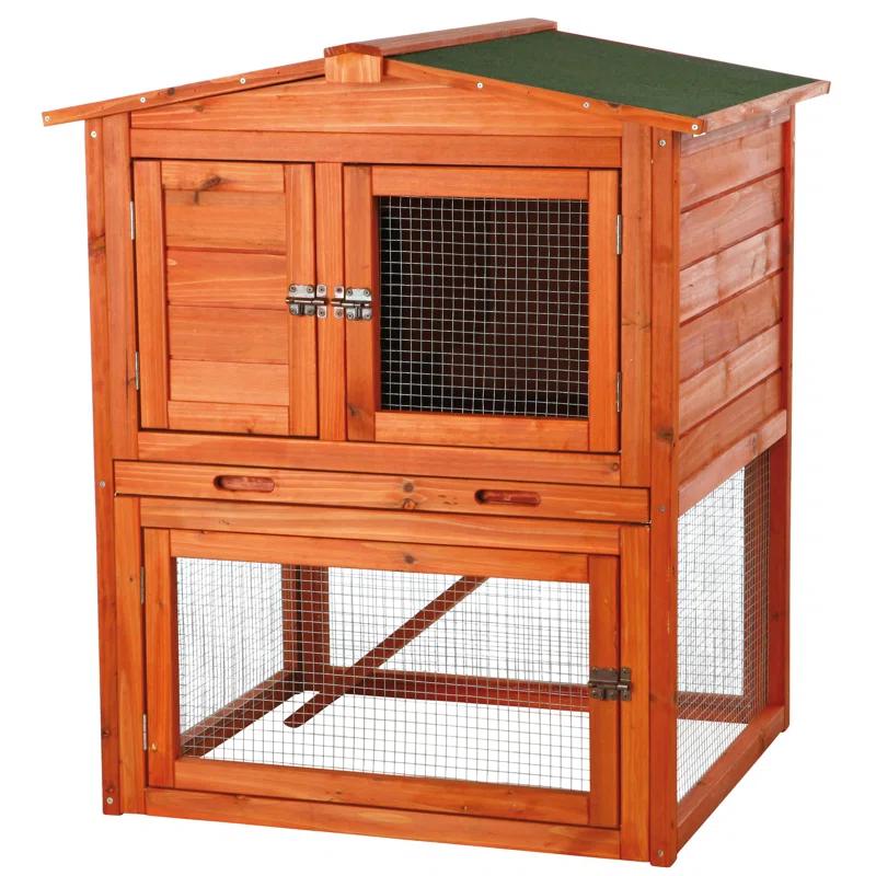 TRIXIE TRIXIE Elevated Single Rabbit Hutch with Large Run, Ramp, Ideal for Rabbits or Guinea Pigs