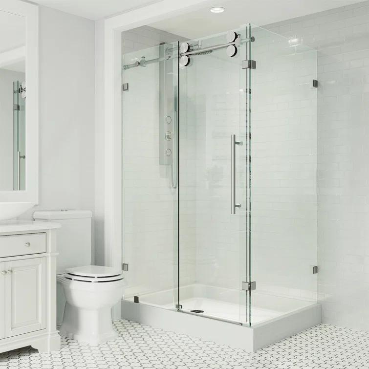 VIGO Winslow 48" W x 36" D x 80" H Sliding Frameless Shower Enclosure with 3/8  Clear Glass&Base VG6051STCL48WL