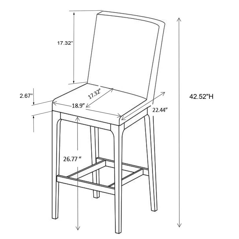Chintaly Imports Emma Modern Low-back Counter Stool w/ Solid Wood Base