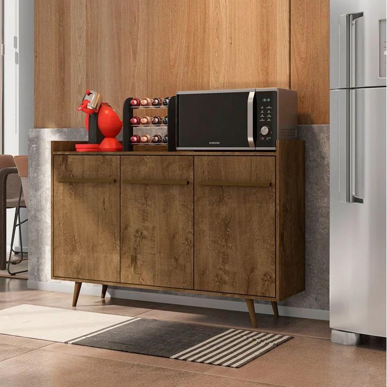 Manhattan Comfort Bradley 54" Sideboard with 4 Shelves in Rustic Brown