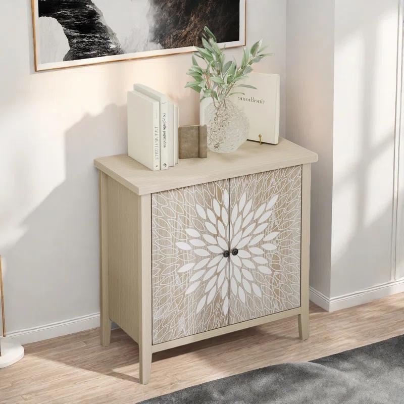 Alcott Hill® 2-door Accent Cabinet With An Adjustable Shelf And Exquisite Creative Carving