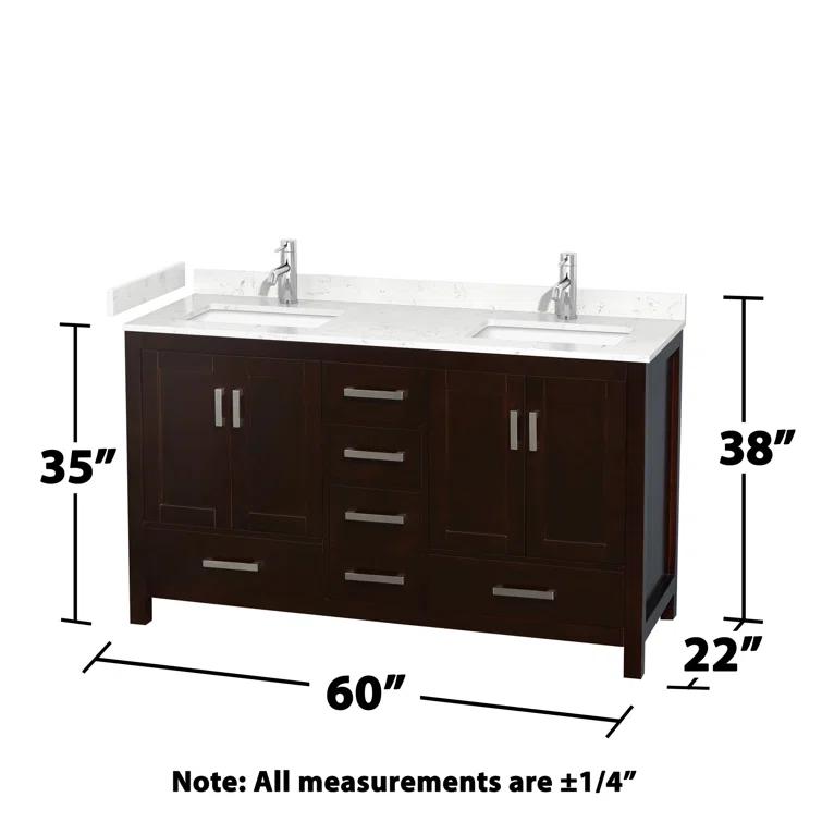 Wyndham Collection Sheffield 60" Freestanding Double Bathroom Vanity with Cultured Marble Top