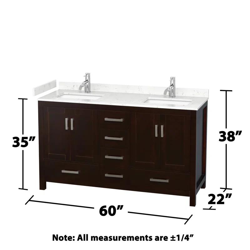 Wyndham Collection Sheffield 60" Freestanding Double Bathroom Vanity with Cultured Marble Top