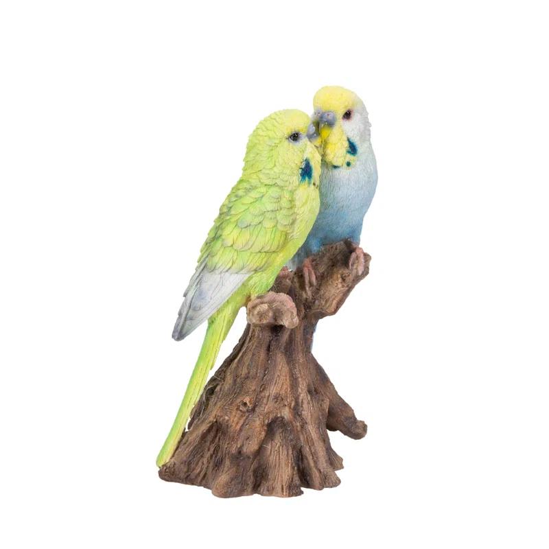 Hi-Line Gift Ltd. Motion Activated Singing Couple Budgerigar on Stump