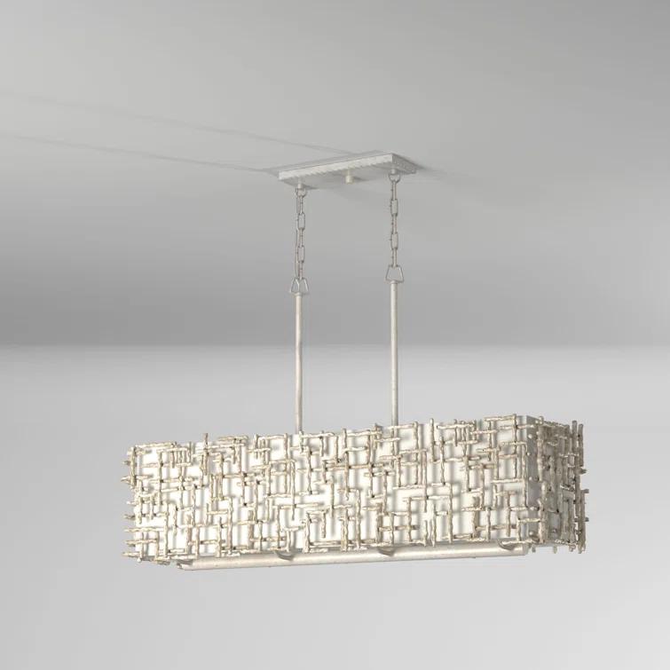 -Eight Light Linear Oval Chandelier In Transitional Style-24.25 Inches Wide By 23.75 Inches Tall-Silver Leaf Finish Fredrick Ramond Lighting