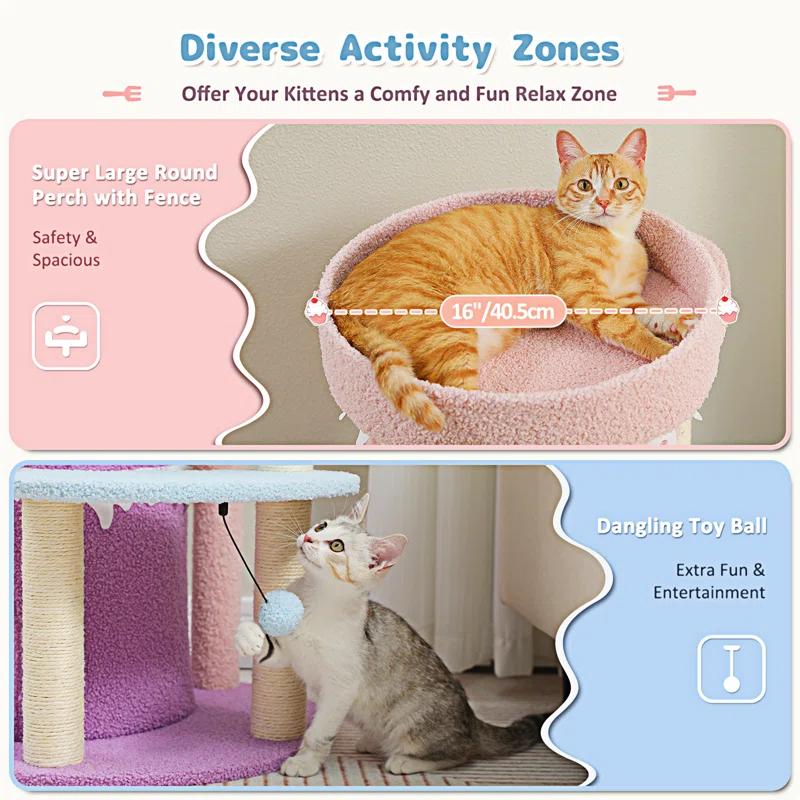 Tucker Murphy Pet™ 43'' Cat Tree Cat Tower For Indoor Large Cats, Cat Bed House With 3 Large Cat Condos And Sisal Covered Scratching Posts For Kittens
