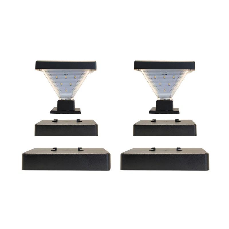Luxor Black 4x4 and 5x5 Solar LED Deck Post Cap Light with Warm White and Hi/Lo Mode for Backyard and Wood Fence(2-Pack) (Set of 2)