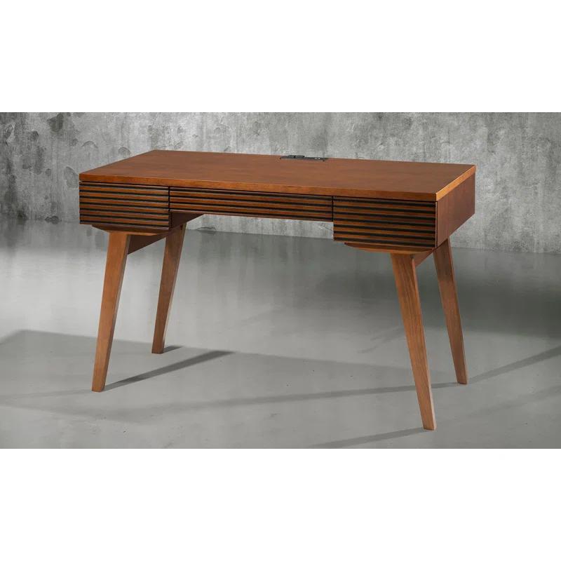 Furnitech Solid Wood Base Writing Desk with Power Outlet