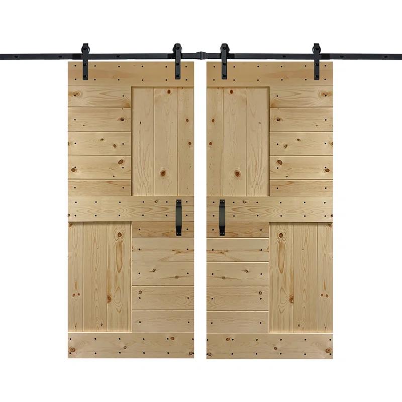 84'' Solid Wood Paneled with Installation Hardware Kit Barn Door