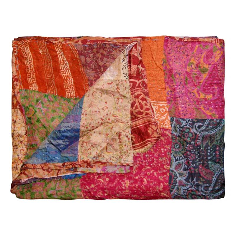 Taj Hotel Kantha Handmade Throw Blanket