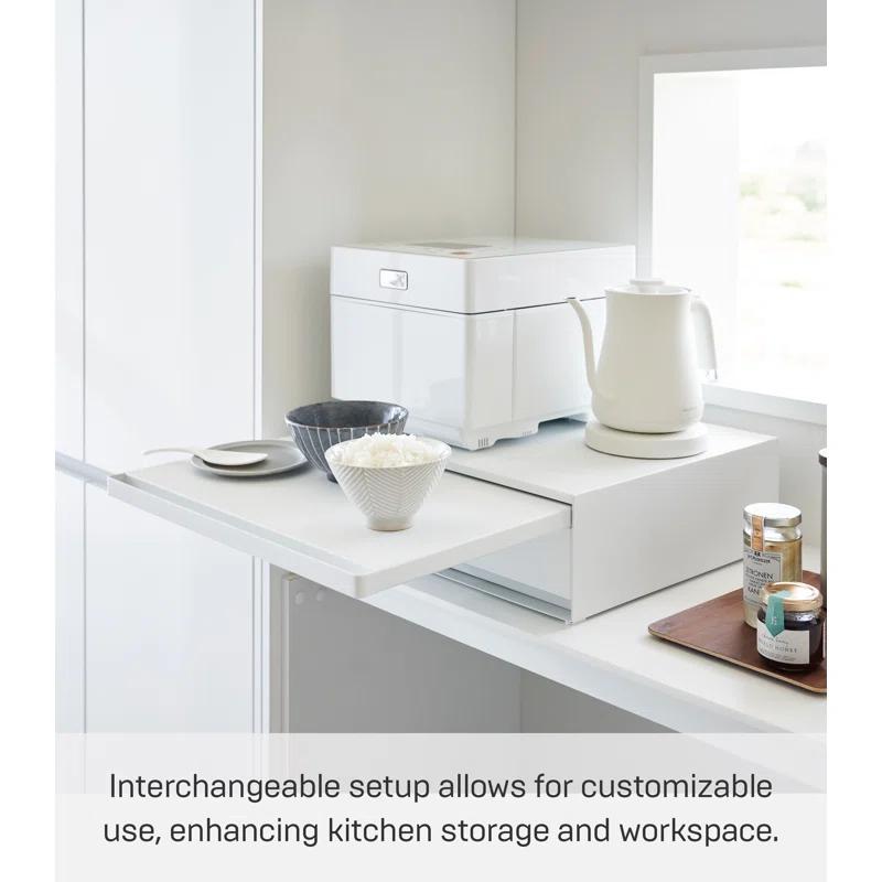 Yamazaki Home Yamazaki Home Countertop Drawer With Pull-Out Shelf, Steel, Holds 37 Lbs