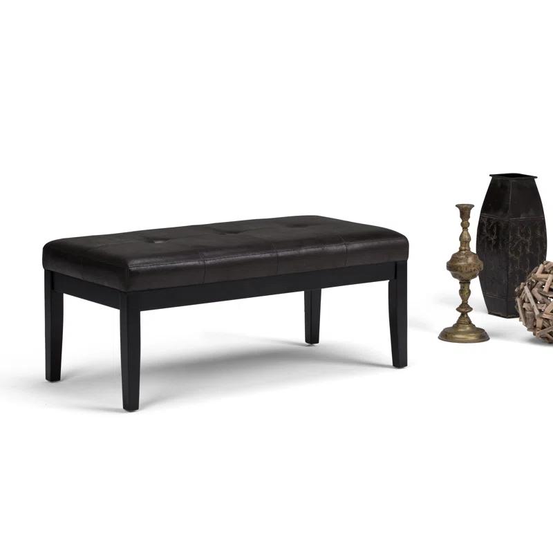 Simpli Home Lacey 41"W Tufted Ottoman Bench with Solid Wood Frame