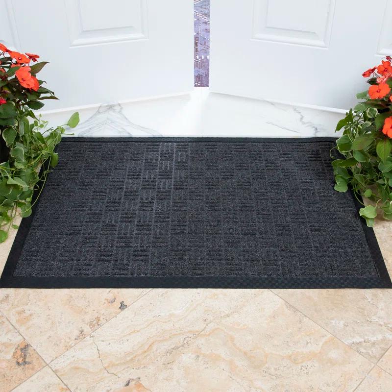 Ottomanson Carpeted Rubber Outdoor Non-Slip Outdoor Door Mat