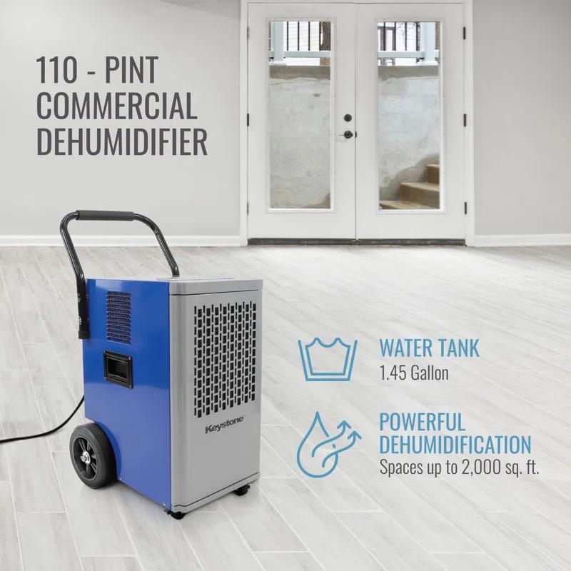 Keystone 110 Pints Commercial Dehumidifier for Rooms up to 2000 Sq. Ft.