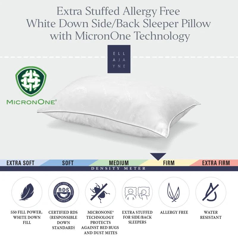 Ella Jayne Home MicronOne Allergen-Free White Down Pillow, Firm Density