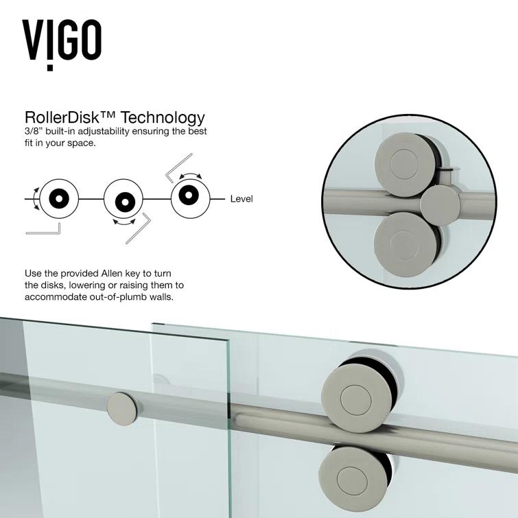 VIGO Winslow 48" W x 36" D x 80" H Sliding Frameless Shower Enclosure with 3/8  Clear Glass&Base VG6051STCL48WL