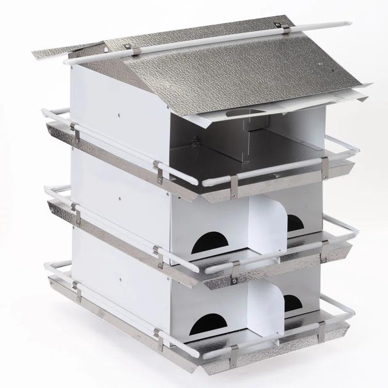 Birds Choice Birds Choice Medium 3-Level, 12-Room Purple Martin Bird House with Starling-Resistant Entrances, White/Grey