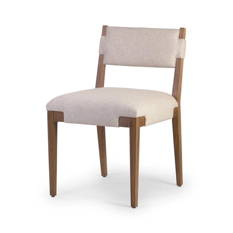 Antwerp Natural Linen Upholstered Side Chair with Wood Frame