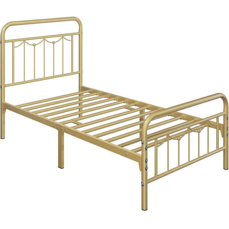 Laurel Foundry Modern Farmhouse® Dravin Metal Platform Bed Frame with Vintage Headboard and Footboard