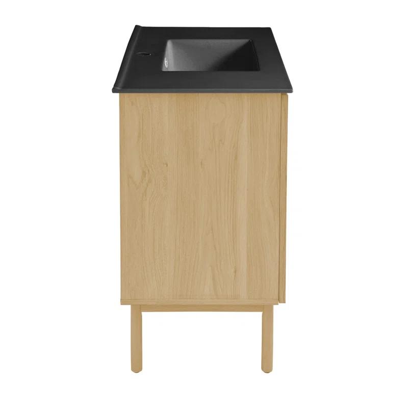 Swiss Madison Classe 36" Freestanding Bathroom Vanity In Natural Oak With 3-Hole Widespread Sink Top