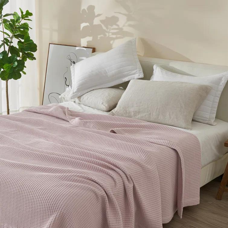 Solid Cotton Waffle Weave Blanket