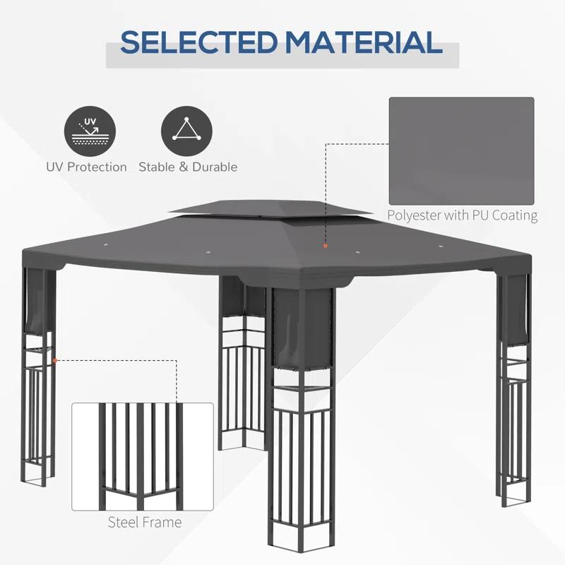 Outsunny 13 Ft. W x 10 Ft. D Steel Patio Gazebo