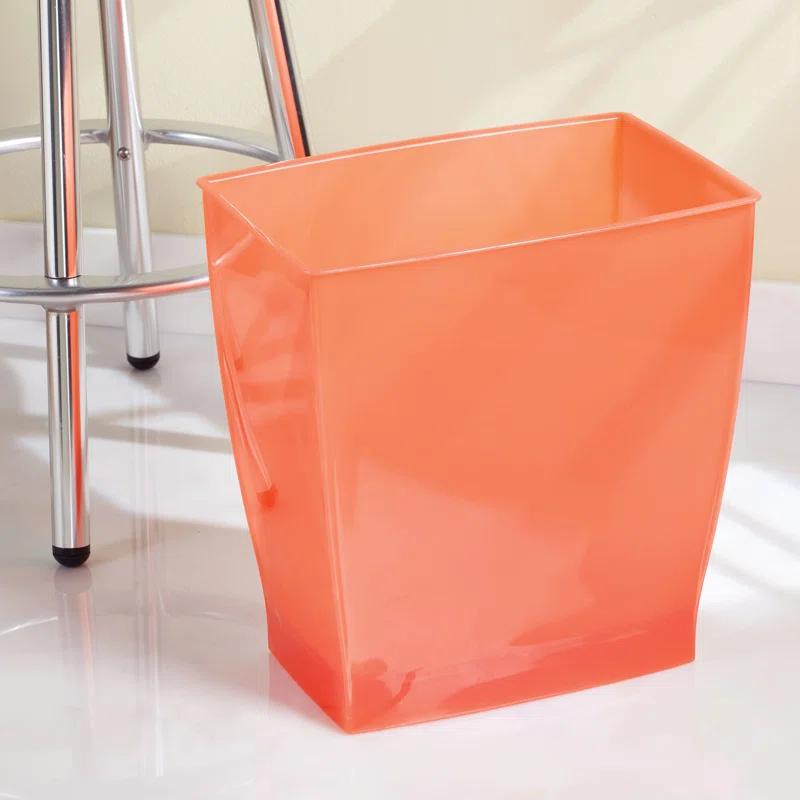 iDesign Mono BPA-Free Plastic Rectangular Waste Basket - 11.25" x 7.5" x 12", Tango Orange