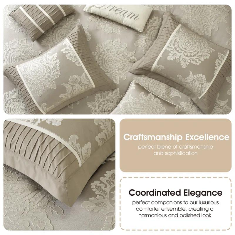 Nanshing America, Inc Therese 7 Piece Traditional Damask Comforter Set