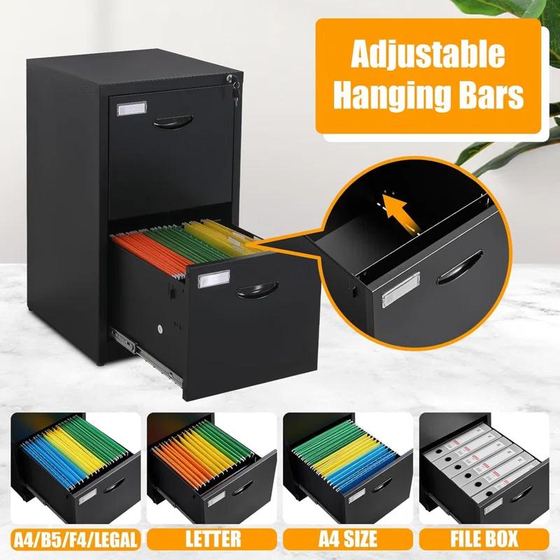 Inbox Zero 2 Drawer File Cabinet With Lock Metal Vertical File Cabinet