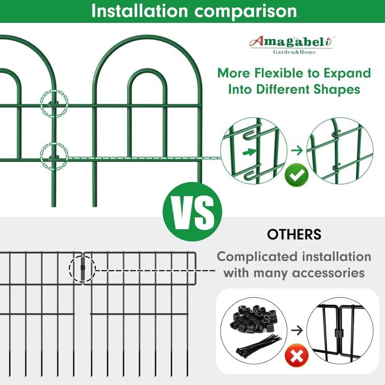 Amagabeli 35panels Decorative Garden Fence 18inchl x 50ft Border Animal Barrier Fence Border Green Thicken