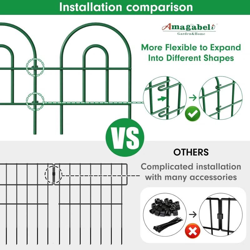 Amagabeli 35panels Decorative Garden Fence 18inchl x 50ft Border Animal Barrier Fence Border Green Thicken