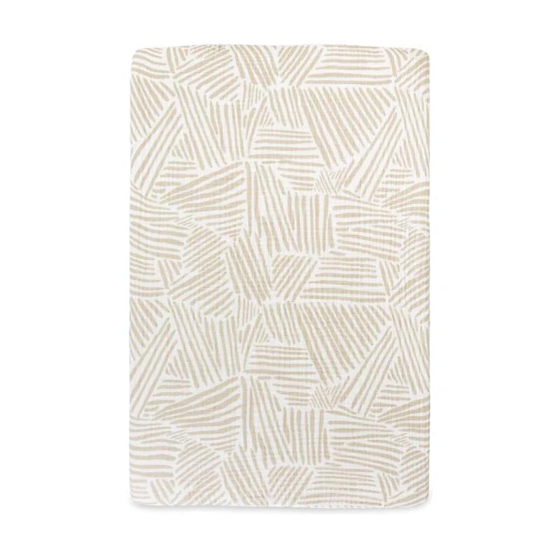 Oat Stripe Mini Crib Sheet In Muslin Cotton