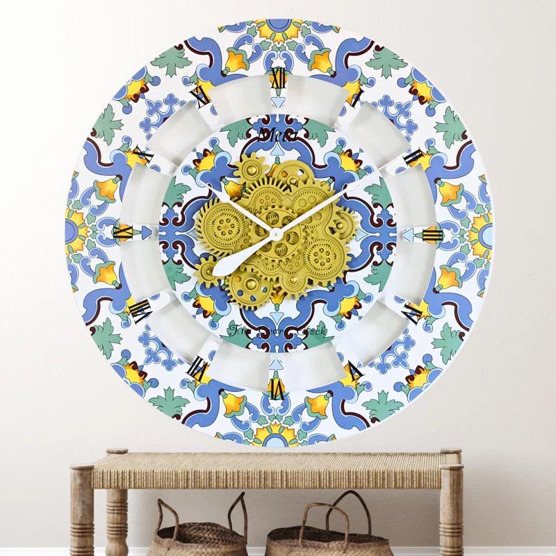 The Gears Clock Wall Clock Oversized 36" for Living Room with Real Moving Gears Italy Style