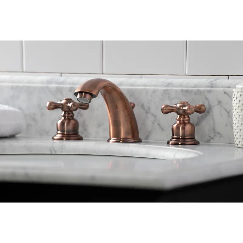 Kingston Brass KB966AX Kingston Brass Victorian Two-Handle 3-Hole Deck Mount Widespread Bathroom Faucet with Retail Pop-Up Drain