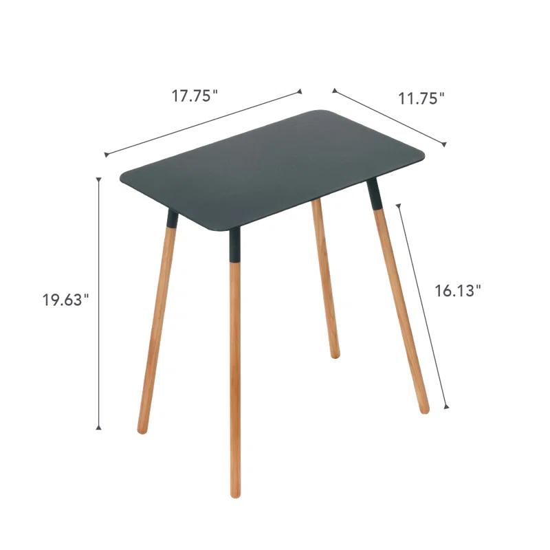Yamazaki Home Modern Rectangular Side Table For Living Room Or Small Bedside Steel + Wood End Table
