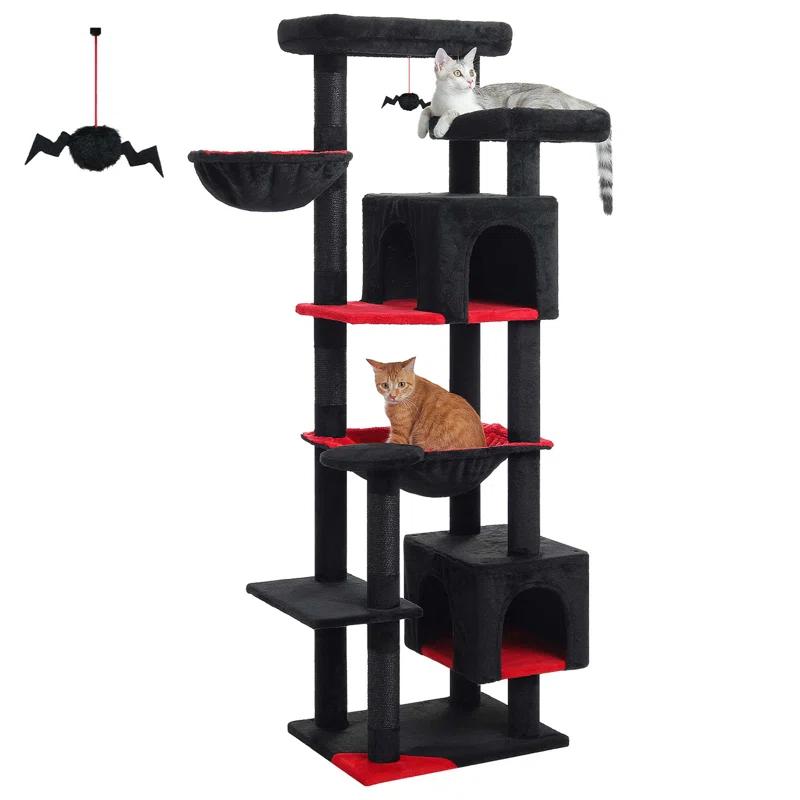 Latitude Run® 69" Tall Cat Tree Tower For Indoor Large Cats With Super Large Hammock, Scratching Posts, Condo House And Large Top Perch