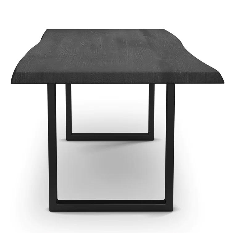 Ebonized Acacia Wood and Black Aluminum 116" Industrial Dining Table