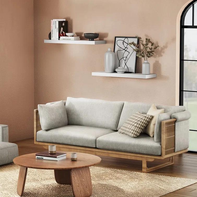 Latitude Run® Elbur Wide Wood Floating Shelves, Wall Shelf Display Shelves for Bathroom/Kitchen/Bedroom/Living Room (Set of 2)